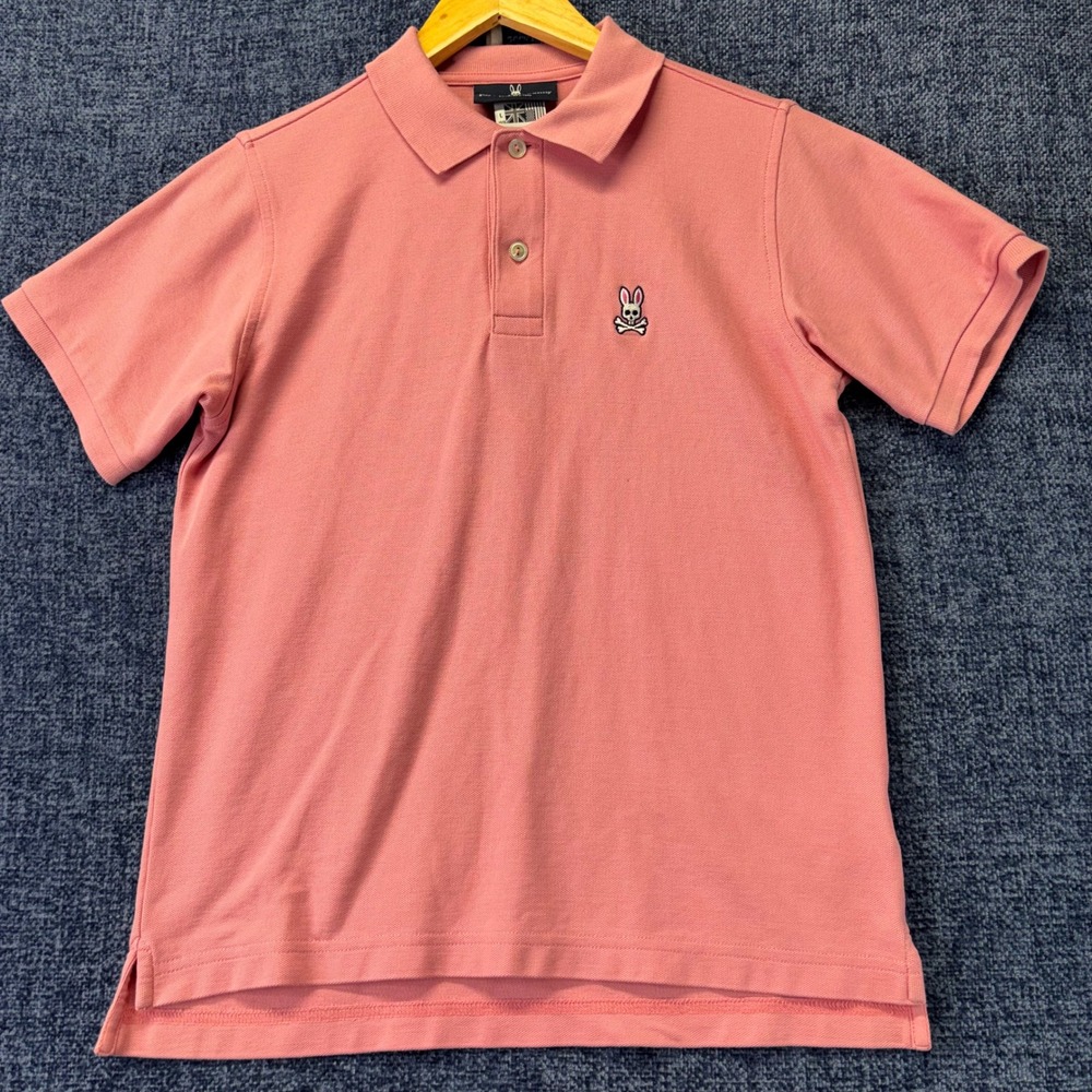 Psycho Bunny Polo Shirt Boys L 14/16 Pink Pima Cotton Regular Fit Short Sleeve